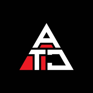 Üçgen şekilli ATJ üçgen harf logosu tasarımı. ATJ üçgen logo tasarımı monogramı. ATJ üçgen logo şablonu kırmızı renkte. ATJ üçgen logosu Basit, Zarif ve Lüks Logo.