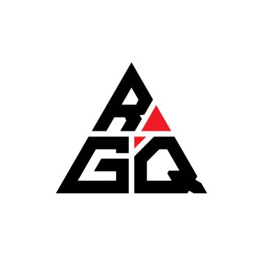 Üçgen şekilli RGQ üçgen harf logosu tasarımı. RGQ üçgen logo tasarımı monogramı. Kırmızı renkli RGQ üçgen vektör şablonu. RGQ üçgen logosu Basit, Zarif ve Lüks Logo.