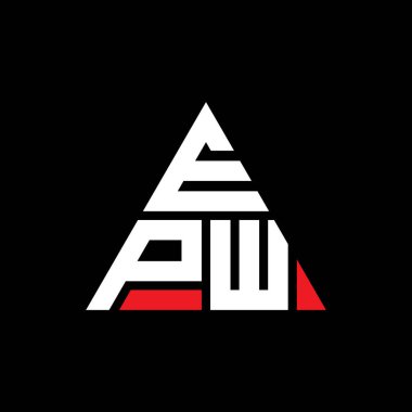 Üçgen şekilli EPW üçgen harf logosu tasarımı. EPW üçgen logo tasarımı monogramı. Kırmızı renkli EPW üçgen vektör logo şablonu. EPW üçgen logosu Basit, Zarif ve Lüks Logo.