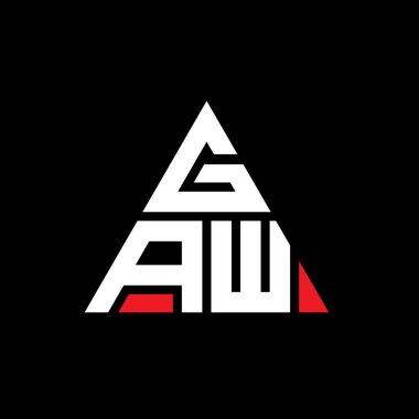 Üçgen şekilli GAW üçgen harf logosu tasarımı. GAW üçgen logo tasarımı monogramı. Kırmızı renkli GAW üçgen vektör şablonu. GAW üçgen logosu Basit, Zarif ve Lüks Logo.