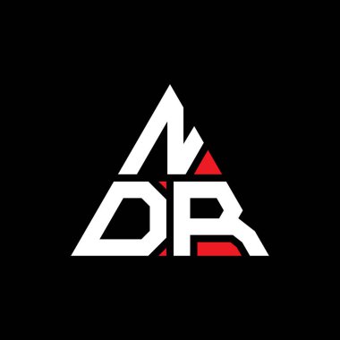 Üçgen şekilli NDR üçgen harf logosu tasarımı. NDR üçgen logo tasarımı monogramı. Kırmızı renkli NDR üçgen vektör şablonu. NDR üçgen logosu Basit, Zarif ve Lüks Logo.