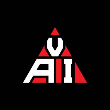 Üçgen şekilli VAI üçgen harf logosu tasarımı. VAI üçgen logo tasarımı monogramı. Kırmızı renkli VAI üçgen vektör logo şablonu. VAI üçgen logosu Basit, Zarif ve Lüks Logo.