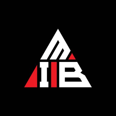 Üçgen şekilli MIB üçgen harf logosu tasarımı. MIB üçgen logo tasarımı monogramı. Kırmızı renkli MIB üçgen vektör logo şablonu. MIB üçgen logosu Basit, Zarif ve Lüks Logo.