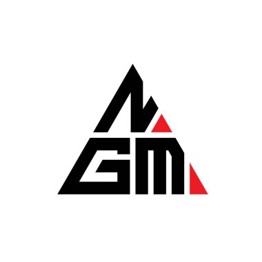 Üçgen şekilli NGM üçgen harf logosu tasarımı. NGM üçgen logo tasarımı monogramı. Kırmızı renkli NGM üçgen vektör şablonu. NGM üçgen logosu Basit, Zarif ve Lüks Logo.