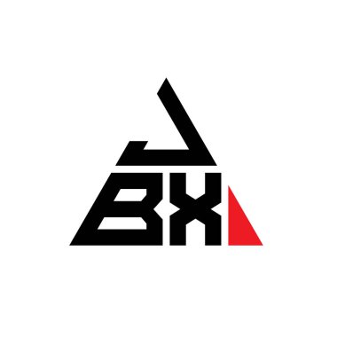 Üçgen şekilli JBX üçgen harf logosu tasarımı. JBX üçgen logo tasarımı monogramı. Kırmızı renkli JBX üçgen vektör logo şablonu. JBX üçgen logosu Basit, Zarif ve Lüks Logo.
