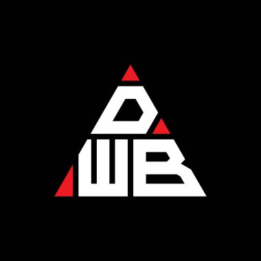 Üçgen şekilli DWB üçgen harf logosu tasarımı. DWB üçgen logo tasarımı monogramı. Kırmızı renkli DWB üçgen vektör şablonu. DWB üçgen logosu Basit, Zarif ve Lüks Logo.