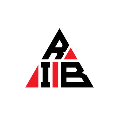 Üçgen şekilli RIB üçgen harf logosu tasarımı. RIB üçgen logo tasarımı monogram. Kırmızı renkli RB üçgen vektör logo şablonu. RIB üçgen logosu Basit, Zarif ve Lüks Logo.