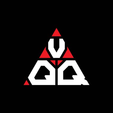 Üçgen şekilli VQQ üçgen harf logosu tasarımı. VQQ üçgen logo tasarımı monogramı. Kırmızı renkli VQQ üçgen vektör şablonu. VQQ üçgen logosu Basit, Zarif ve Lüks Logo.