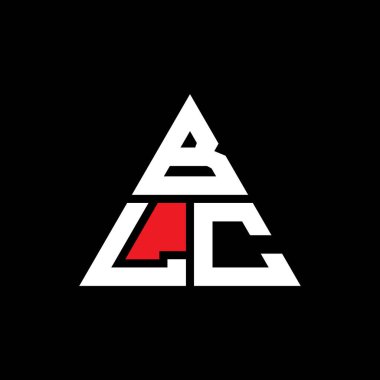 Üçgen şekilli BLC üçgen harf logosu tasarımı. BLC üçgen logo tasarımı monogramı. Kırmızı renkli BLC üçgen vektör logo şablonu. BLC üçgen logosu Basit, Zarif ve Lüks Logo.