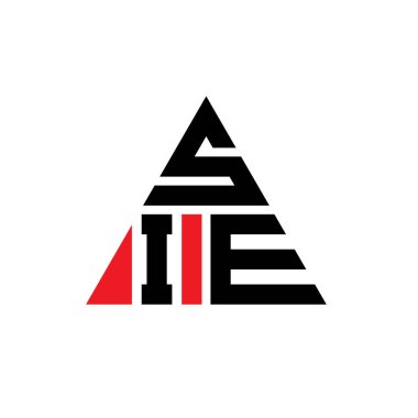 Üçgen şekilli SIE üçgen harf logosu tasarımı. SIE üçgen logo tasarımı monogramı. Kırmızı renkli SIE üçgen vektör logosu şablonu. SIE üçgen logosu Basit, Zarif ve Lüks Logo.
