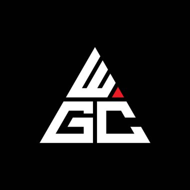 Üçgen şekilli WGC üçgen harf logosu tasarımı. WGC üçgen logo tasarımı monogramı. Kırmızı renkli WGC üçgen vektör şablonu. WGC üçgen logosu Basit, Zarif ve Lüks Logo. WGC