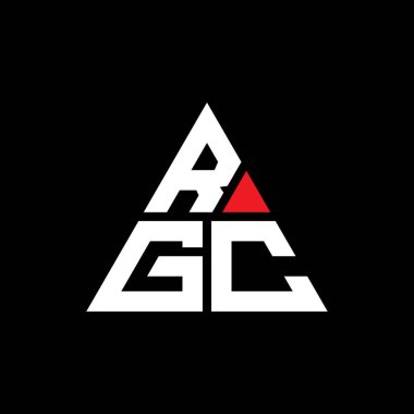 Üçgen şekilli RGC üçgen harf logosu tasarımı. RGC üçgen logo tasarımı monogramı. Kırmızı renkli RGC üçgen vektör logo şablonu. RGC üçgen logosu Basit, Zarif ve Lüks Logo.