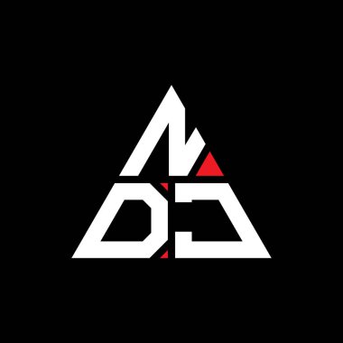 Üçgen şekilli NDJ üçgen harf logosu tasarımı. NDJ üçgen logo tasarımı. Kırmızı renkli NDJ üçgen vektör şablonu. NDJ üçgen logosu Basit, Zarif ve Lüks Logo.