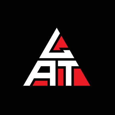 Üçgen şekilli LAT üçgen harf logosu tasarımı. LAT üçgen logo tasarımı monogramı. Kırmızı renkli LAT üçgen vektör logo şablonu. LAT üçgen logosu Basit, Zarif ve Lüks Logo.