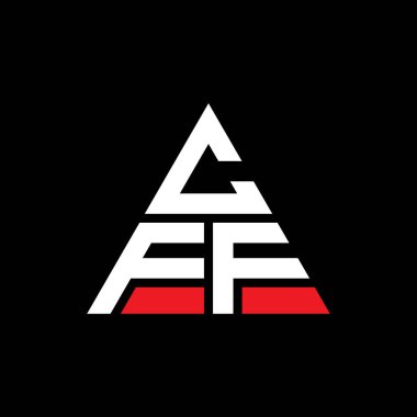Üçgen şekilli CFF üçgen harf logosu tasarımı. CFF üçgen logo tasarımı monogramı. Kırmızı renkli CFF üçgen vektör logo şablonu. CFF üçgen logosu Basit, Zarif ve Lüks Logo.