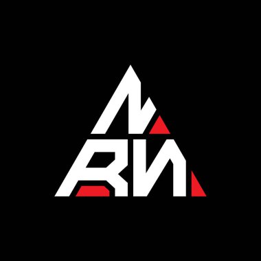 Üçgen şekilli NRN üçgen harf logosu tasarımı. NRN üçgen logo tasarımı monogramı. Kırmızı renkli NRN üçgen vektör logo şablonu. NRN üçgen logosu Basit, Zarif ve Lüks Logo.