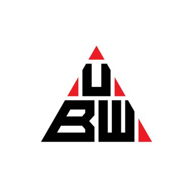 Üçgen şekilli UBW üçgen harf logosu tasarımı. UBW üçgen logo tasarımı monogramı. UBW üçgen logo şablonu kırmızı renkte. UBW üçgen logosu Basit, Zarif ve Lüks Logo.