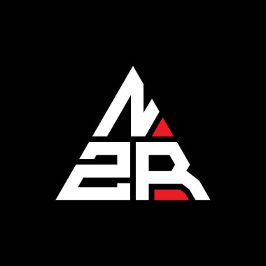 Üçgen şekilli NZR üçgen harf logosu tasarımı. NZR üçgen logo tasarımı monogramı. Kırmızı renkli NZR üçgen vektör şablonu. NZR üçgen logosu Basit, Zarif ve Lüks Logo.