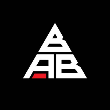 Üçgen şekilli BAB üçgen harf logosu tasarımı. BAB üçgen logo tasarımı monogramı. Kırmızı renkli BAB üçgen vektör logo şablonu. BAB üçgen logosu Basit, Zarif ve Lüks Logo.