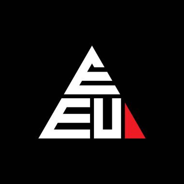 Üçgen şekilli EEU üçgen harf logosu tasarımı. EEU üçgen logo tasarımı monogramı. Kırmızı renkli EEU üçgen vektör logosu. EEU üçgen logosu Basit, Zarif ve Lüks Logo.