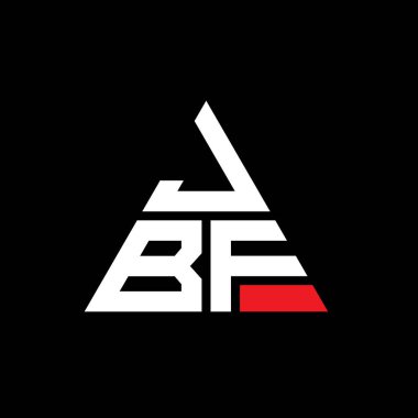 Üçgen şekilli JBF üçgen harf logosu tasarımı. JBF üçgen logo tasarımı monogramı. Kırmızı renkli JBF üçgen vektör logo şablonu. JBF üçgen logosu Basit, Zarif ve Lüks Logo.