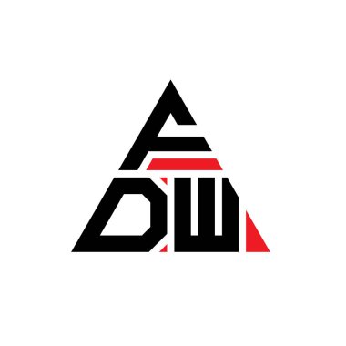 Üçgen şekilli FDW üçgen harf logosu tasarımı. FDW üçgen logo tasarımı monogramı. Kırmızı renkli FDW üçgen vektör şablonu. FDW üçgen logosu Basit, Zarif ve Lüks Logo.