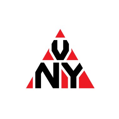 Üçgen şekilli VNY üçgen harf logosu tasarımı. VNY üçgen logo tasarımı monogramı. Kırmızı renkli VNY üçgen vektör şablonu. VNY üçgen logosu Basit, Zarif ve Lüks Logo.