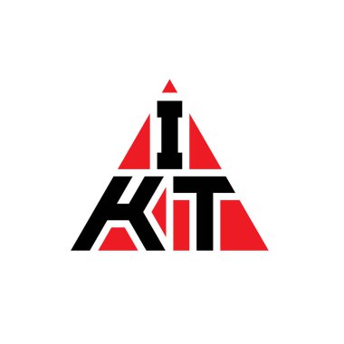 Üçgen şekilli IKT üçgen harf logosu tasarımı. IKT üçgen logo tasarımı monogramı. Kırmızı renkli IKT üçgen vektör şablonu. IKT üçgen logosu Basit, Zarif ve Lüks Logo.