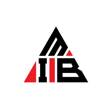Üçgen şekilli MIB üçgen harf logosu tasarımı. MIB üçgen logo tasarımı monogramı. Kırmızı renkli MIB üçgen vektör logo şablonu. MIB üçgen logosu Basit, Zarif ve Lüks Logo.