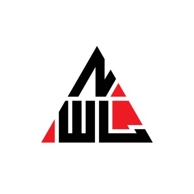 Üçgen şekilli NWL üçgen harf logosu tasarımı. NWL üçgen logo tasarımı monogramı. Kırmızı renkli NWL üçgen vektör şablonu. NWL üçgen logosu Basit, Zarif ve Lüks Logo.