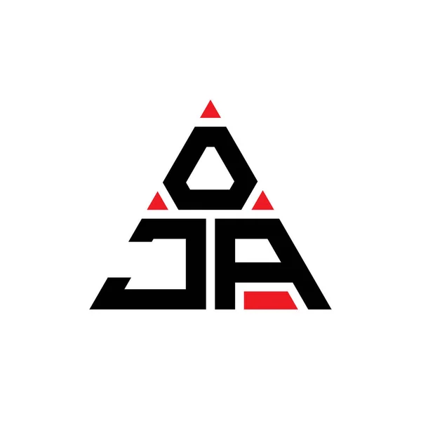 Oja三角形字母标志设计与三角形形状 Oja三角形标志设计单字 带有红色的Oja三角形矢量标识模板 Oja三角标识简单 豪华的标志 — 图库矢量图片