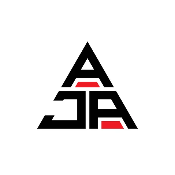 具有三角形形状的Aja三角形字母标识设计 Aja三角形标志设计单字 带有红色的Aja三角形矢量标识模板 Aja三角标识简单 豪华的标志 — 图库矢量图片