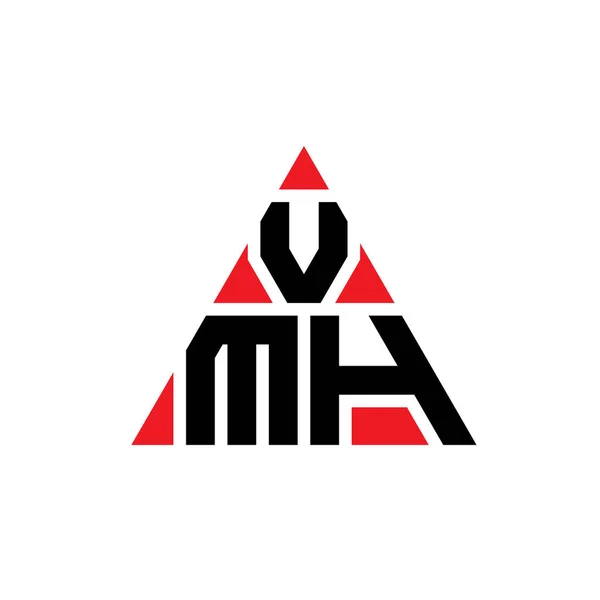 Vmh三角形字母标志设计与三角形形状 Vmh三角形标志设计单字 Vmh三角形矢量标识模板与红色 Vmh三角标识简单 豪华的标志 — 图库矢量图片