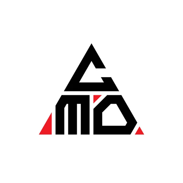Cmo三角形字母标志设计与三角形形状 Cmo三角形徽标设计 Cmo三角形矢量标识模板与红色 Cmo三角标识简单 豪华的标志 — 图库矢量图片