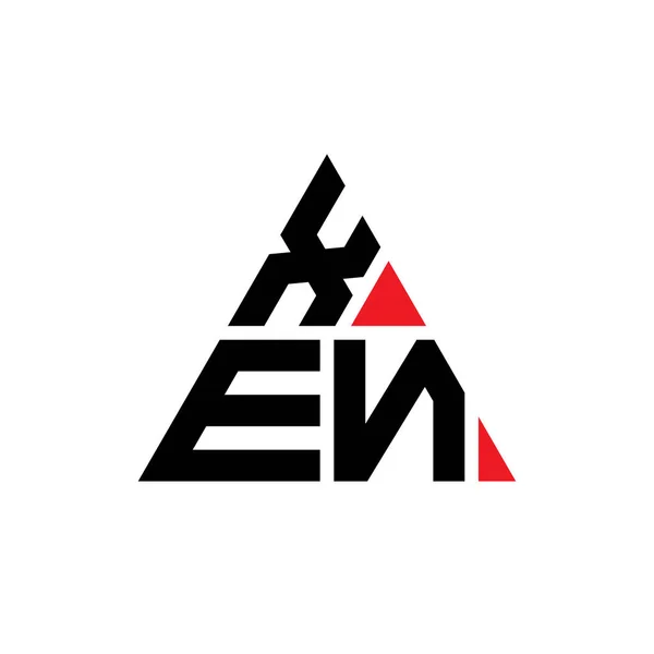 三角形の形をしたXen三角形の文字ロゴデザイン Xen三角形のロゴデザインのモノグラム 赤い色のXen三角形ベクトルロゴテンプレート Xen三角形のロゴシンプル エレガントで豪華なロゴ — ストックベクタ