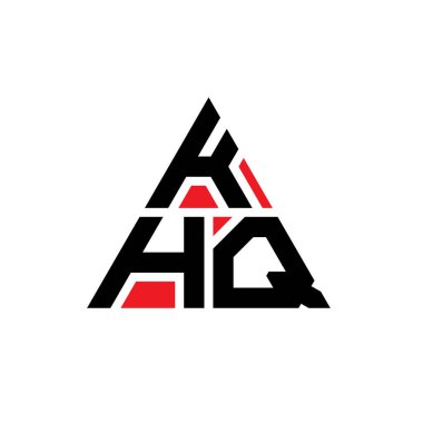 Üçgen şekilli KHQ üçgen harf logosu tasarımı. KHQ üçgen logo tasarımı monogramı. Kırmızı renkli KHQ üçgen vektör şablonu. KHQ üçgen logosu Basit, Zarif ve Lüks Logo.