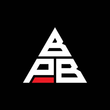 Üçgen şekilli BPB üçgen harf logosu tasarımı. BPB üçgen logo tasarımı monogramı. Kırmızı renkli BPB üçgen vektör logo şablonu. BPB üçgen logosu Basit, Zarif ve Lüks Logo.