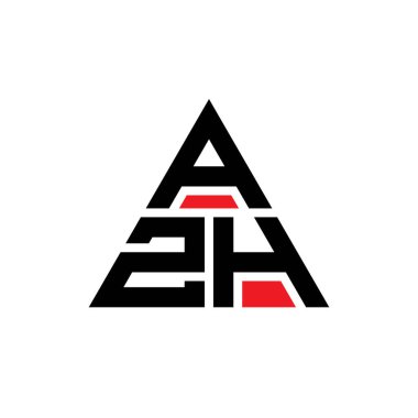 Üçgen şekilli AZH üçgen harf logosu tasarımı. AZH üçgen logo tasarımı monogramı. Kırmızı renkli AZH üçgen vektör şablonu. AZH üçgen logosu Basit, Zarif ve Lüks Logo.