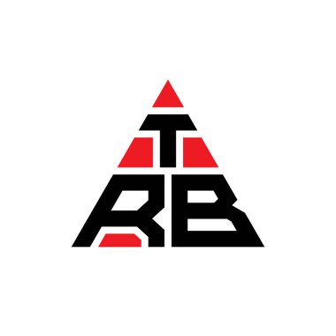 Üçgen şekilli TRB üçgen harf logosu tasarımı. TRB üçgen logo tasarımı monogramı. Kırmızı renkli TRB üçgen vektör logo şablonu. TRB üçgen logosu Basit, Zarif ve Lüks Logo.