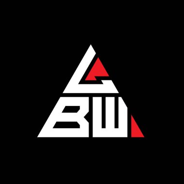 Üçgen şekilli LBW üçgen harf logosu tasarımı. LBW üçgen logo tasarımı monogramı. Kırmızı renkli LBW üçgen vektör şablonu. LBW üçgen logosu Basit, Zarif ve Lüks Logo.