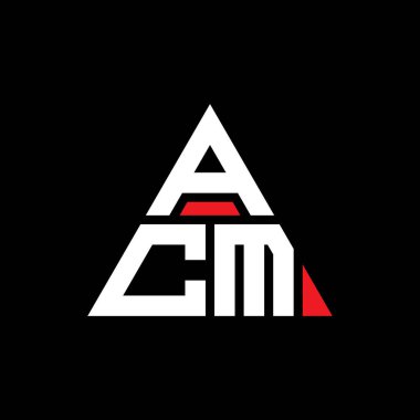 ACM üçgen şekilli harf logosu tasarımı. ACM üçgen logo tasarımı monogramı. Kırmızı renkli ACM üçgen logo şablonu. ACM üçgen logosu Basit, Zarif ve Lüks Logo.