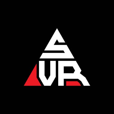 Üçgen şekilli SVR üçgen harf logosu tasarımı. SVR üçgen logo tasarımı monogramı. Kırmızı renkli SVR üçgen vektör şablonu. SVR üçgen logosu Basit, Zarif ve Lüks Logo.
