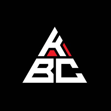 Üçgen şekilli KBC üçgen harf logosu tasarımı. KBC üçgen logo tasarımı monogramı. Kırmızı renkli KBC üçgen vektör şablonu. KBC üçgen logosu Basit, Zarif ve Lüks Logo.