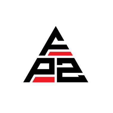 Üçgen şekilli FPZ üçgen harf logosu tasarımı. FPZ üçgen logo tasarımı monogramı. Kırmızı renkli FPZ üçgen vektör logo şablonu. FPZ üçgen logosu Basit, Zarif ve Lüks Logo.