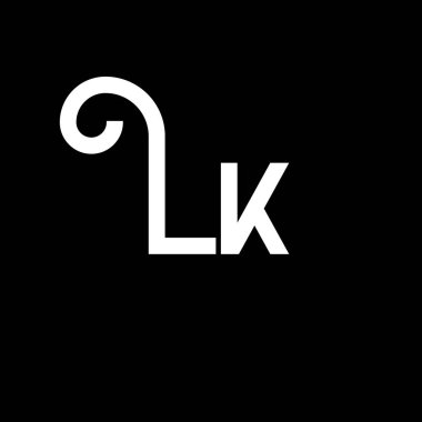 LK Harf Logosu Tasarımı. İlk harfler LK logo simgesi. Soyut harf LK minimal logo tasarım şablonu. Siyah renkli L K harfi tasarım vektörü. lk logosu