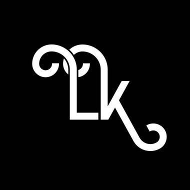 LK Harf Logosu Tasarımı. İlk harfler LK logo simgesi. Soyut harf LK minimal logo tasarım şablonu. Siyah renkli L K harfi tasarım vektörü. lk logosu