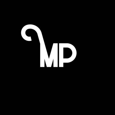 MP Mektup Logosu Tasarımı. Baş harfler MP logo simgesi. Soyut harf MP minimal logo tasarım şablonu. Siyah renkli M P harfi tasarım vektörü. mp logosu