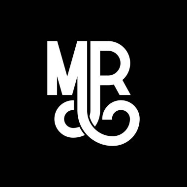 MR Harf Logosu Tasarımı. İlk harfler MR logo simgesi. Soyut harf MR minimal logo tasarım şablonu. Siyah renkli M R harfi tasarım vektörü. Bay logo