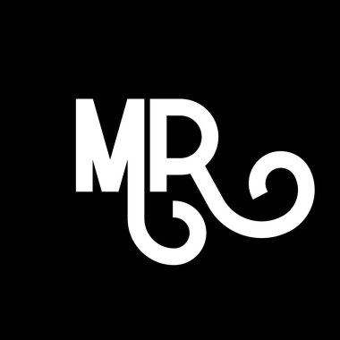 MR Harf Logosu Tasarımı. İlk harfler MR logo simgesi. Soyut harf MR minimal logo tasarım şablonu. Siyah renkli M R harfi tasarım vektörü. Bay logo