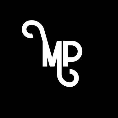 MP Mektup Logosu Tasarımı. Baş harfler MP logo simgesi. Soyut harf MP minimal logo tasarım şablonu. Siyah renkli M P harfi tasarım vektörü. mp logosu